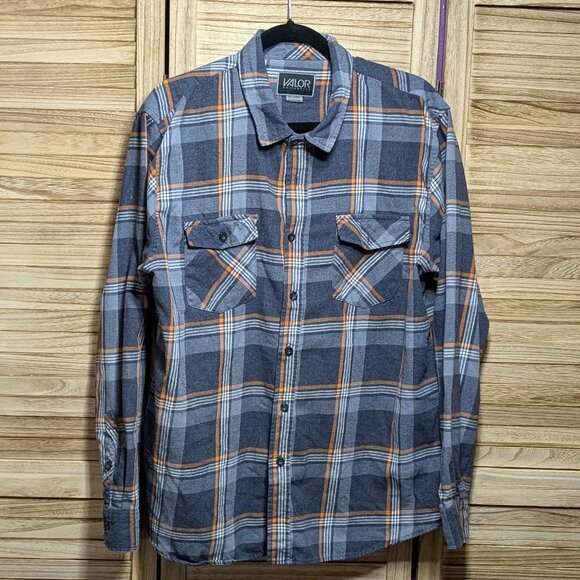 Valor Other - Valor Plaid Button Down Shirt Gray and Orange Size XXL